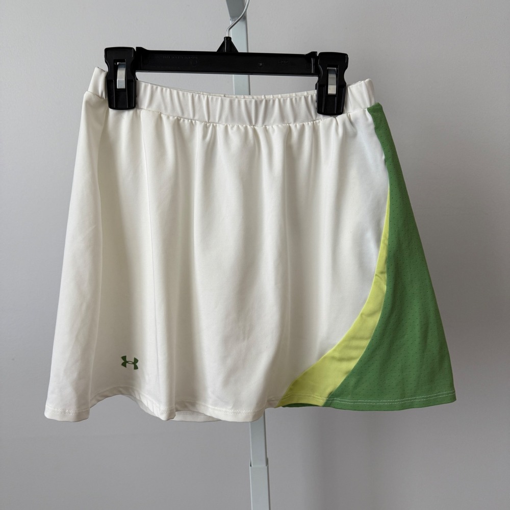 Under Armour sz S White Green Colorblock Athletic Tennis Skort Skirt Tennis Prep